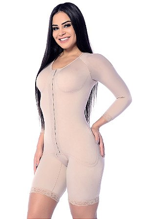 Body Feminino Pós Cirúrgico Longo Manga Abdominoplastia Lipoaspiração Pós Cirurgico Macaquinho
