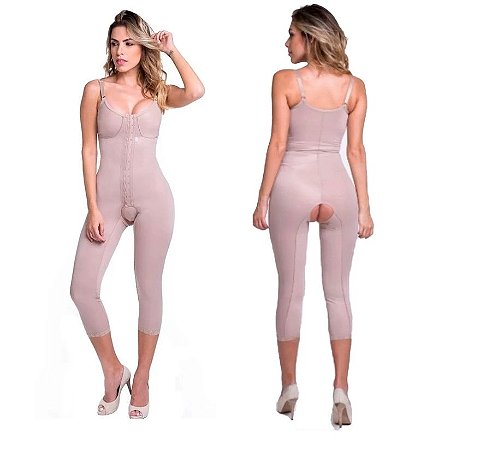 Cinta Pós Cirúrgica Cavado Colchetes   Alça Fecho Frontal Abdominoplastia Lipoaspiração Prótese de Silicone Biobela  1603