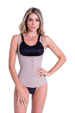 Cinta Modeladora Redutora 12 Barbatanas 4 Ajustes Corselet Corpete Body Postural Abdominal Alta Compressão Biobela 1638R