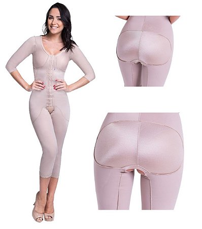 Macacão Cinta Pós Cirúrgica Lipoenxertia Enxertia Glúteo Moldado Bumbum Mole Lipoaspiração Pernas Braços Com Manga Alta