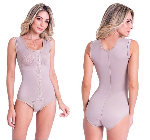 Cinta Pós Cirúrgica Curta Fecho Frontal Prótese de silicone Abdominoplastia Lipoaspiração de abdômen e flancos Cavada