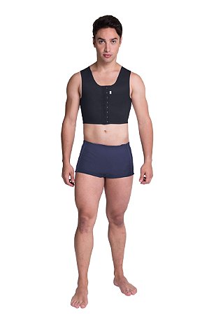 Colete Modelador Slim Masculino Curto Pós Cirúrgico Ginecomastia Regata com Fecho Abertura Frontal Biobela 1619 - Original