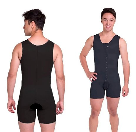 Cinta Modelador Masculino Short Body Regata Fecho Frontal Com Abertura Higiênica Pós Cirúrgica Costas Coxas Abdominal Biobela 1621 – Original