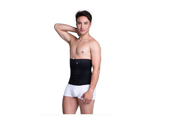 Cinta Modeladora Abdominal Masculina Alta Compressão Com 8 Barbatanas Reduz Medidas Modela e Afina Cintura Postural Biobela 1645 - Original