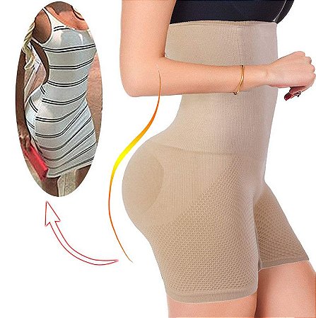 Bermuda Cinta Modeladora Cintura Reduz Medidas Abdominal Abdômen Diminuiu até 3 Nº do Manequim - Sem Costura