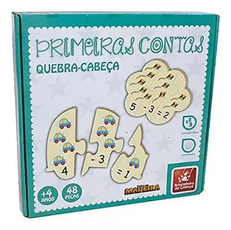 Brinquedo Pedagógico em Madeira - Primeiras Contas com 48 Peças