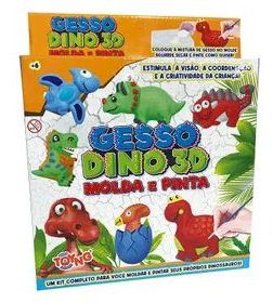 Conjunto Molde E Pintura De Gesso - Dino 3D