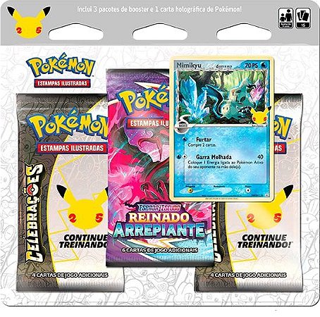 Blister Triplo Pokémon Estampas Ilustradas - Celebrações Mimikyu