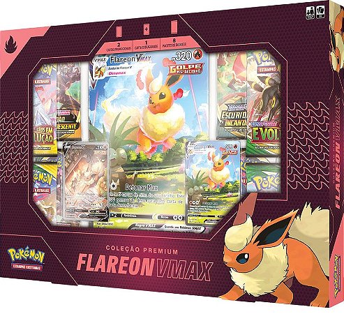 Box Coleção Premium Pokémon Estampas Ilustradas Flareon VMAX