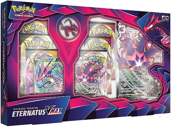 Box Coleção Premium Eternatus Vmax Pokémon Estampas Ilustradas