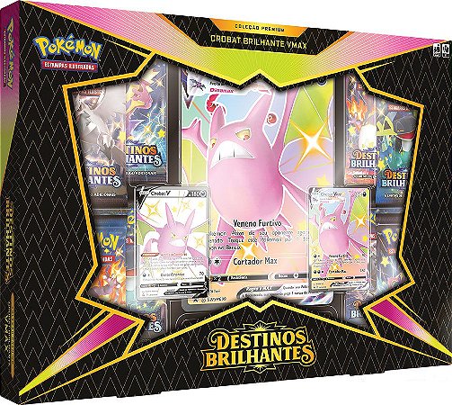 Box Coleção Premium Pokémon Estampas Ilustradas Destinos Brilhantes Crobat VMAX