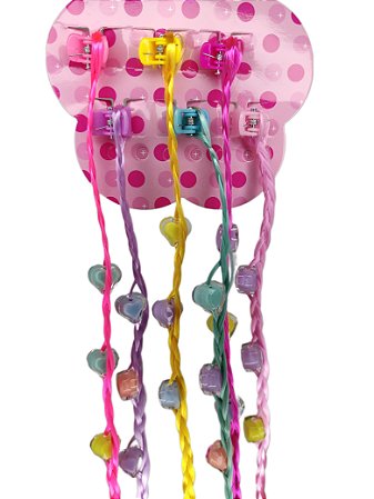 Kit De Seis Mechas Tranças Presilhas De Fixar Cabelo Metalizadas Piranha Aplique Infantil Coloridas com Brilho Sintética