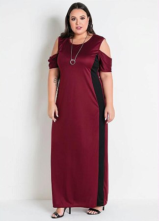 vestido longo bordô