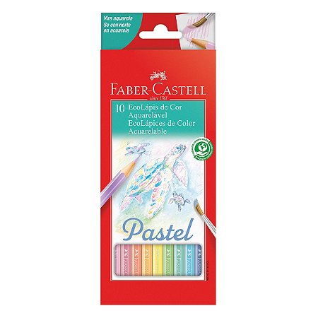 Ecolápis de Cor Aquarelável FABER-CASTELL 10 Cores Tons Pastéis