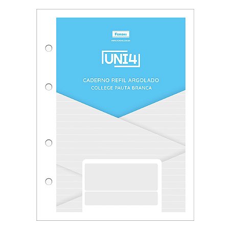 Refil Fichário Colegial FORONI Uni4 Cinza com Pauta Branca - 60fls de 63g/m²