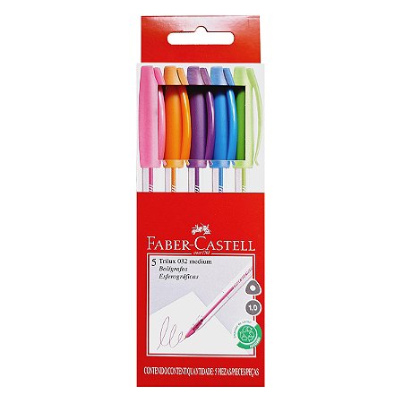Caneta Esferográfica 1.0 FABER-CASTELL Trilux 5 Cores Sortidas