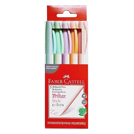 Caneta Esferográfica Trilux Style Colors FABER-CASTELL 5 Cores 1.0mm