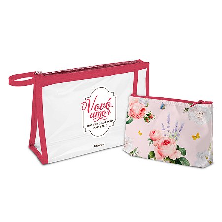 Kit 2 Necessaire Dia das Mães Brasfoot Vovó Amor que faz o Coração Feliz