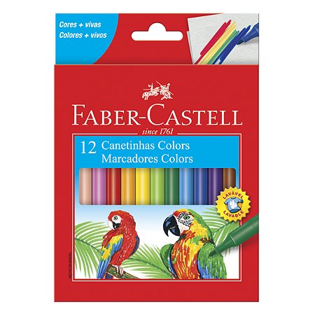 Canetinhas Hidrográficas 12 Cores Faber-castell Cores Básicas