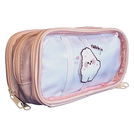 Estojo Escolar 3 Divisórias Cristal UNISO