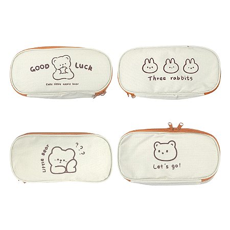 Estojo Escolar Box Lona UNISO c/ Bolso Interno Fofo