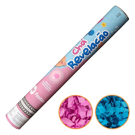 Lança Confete Chá Revelação Menino ou Menina 40cm BR Festas 1un