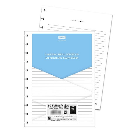 Refil Caderno de Discos Universitário FORONI Discbook 60fls 90g Pautado