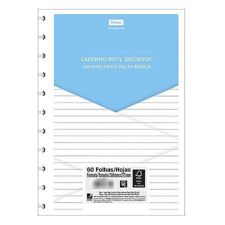 Refil Discbook Universitário FORONI 60fls 90g Pauta Básica