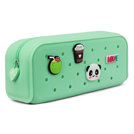 Estojo Escolar em Silicone com Pingentes POLIBRAS 215x90x70mm