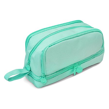 Estojo Escolar 4 Zíper Em Tecido Polibras C/ Divisão Interna