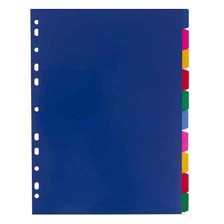 10 Divisórias Plásticas p/ Fichário A4 Polibras Coloridas