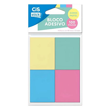Bloco Adesivo 38x50mm CIS Stick 4 Tons Pastéis