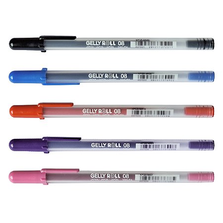 Kit 05 Canetas Gelly Roll 08 SAKURA Coloridas