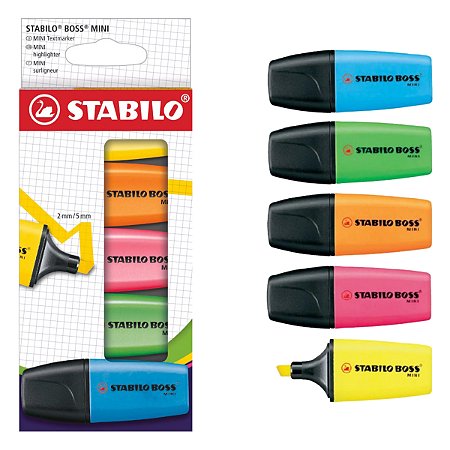 Boss Mini STABILO Marca-textos estojo 5 cores neon