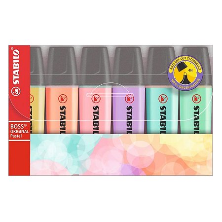 Marca Texto STABILO Boss estojo com 6 cores pastéis