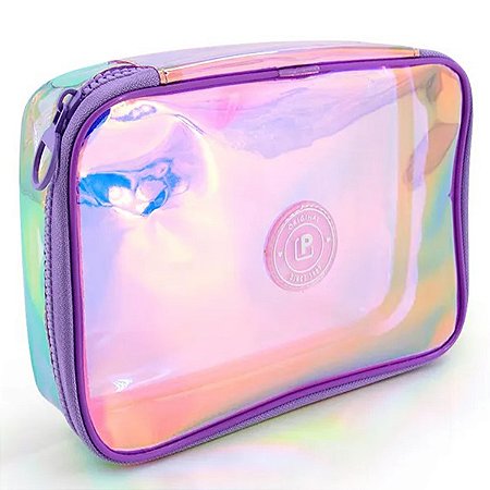 Estojo Box GG PVC Transparente Holográfico POLIBRAS 23x18x8