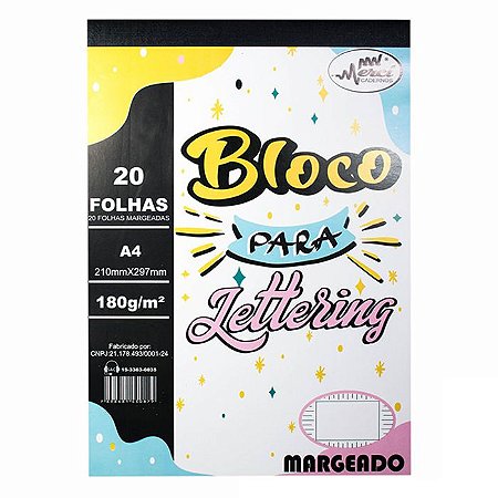 Bloco para Lettering MERCI Margeado 20fls A4 180g/m²