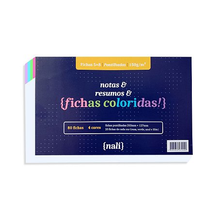 Fichas Pontilhadas 5x8 Coloridas Nalí