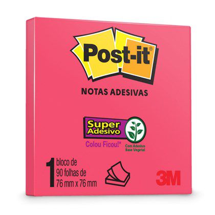 Bloco Post-it 76x76mm Rosa Poppy 3m