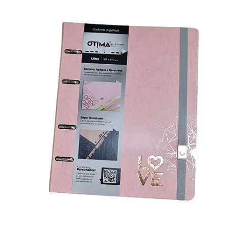 Caderno Argolado Pink Stone Rosa Geométrico Ótima