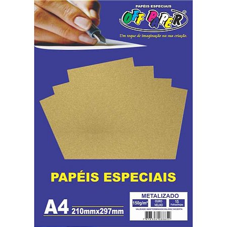 Papel Metalizado A4 150g/m² Ouro Velho Off Paper