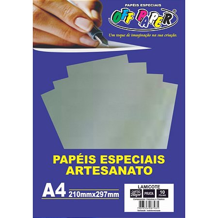 Papel Lamicote A4 250g/m² Prata 10 Fls Off Paper