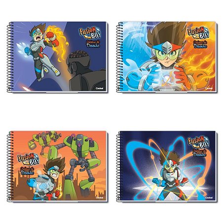 Caderno Desenho Fusion Boy 60fls Credeal Sortido