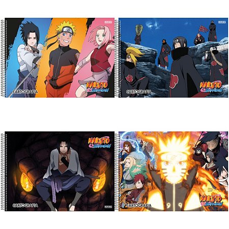 Kit Combo 4 Cadernos De Desenho Naruto 60 Folhas 275mmX200mm no Shoptime