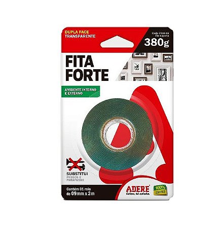 Fita Forte Dupla Face 380g 09mmx2m Massa Adere