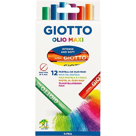 Giz Pastel Oleoso Maxi 12 Cores Intensas Giotto