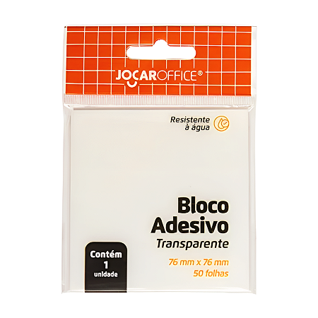 Bloco Adesivo 76x76mm Transparente Jocar