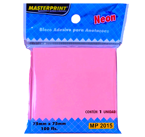 Bloco Adesivo Rosa Neon 75x75mm 100 Fls Master