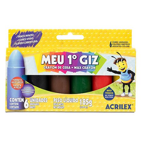 Meu Primeiro Giz 185g 06 Cores Acrilex