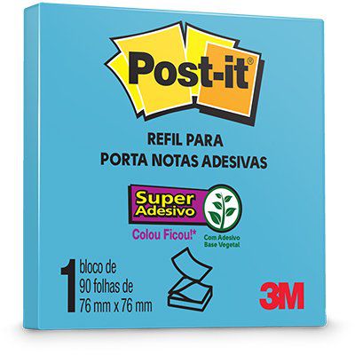 Refil P/ Porta Notas Adesivas 76x76nn Azul Céu 3m
